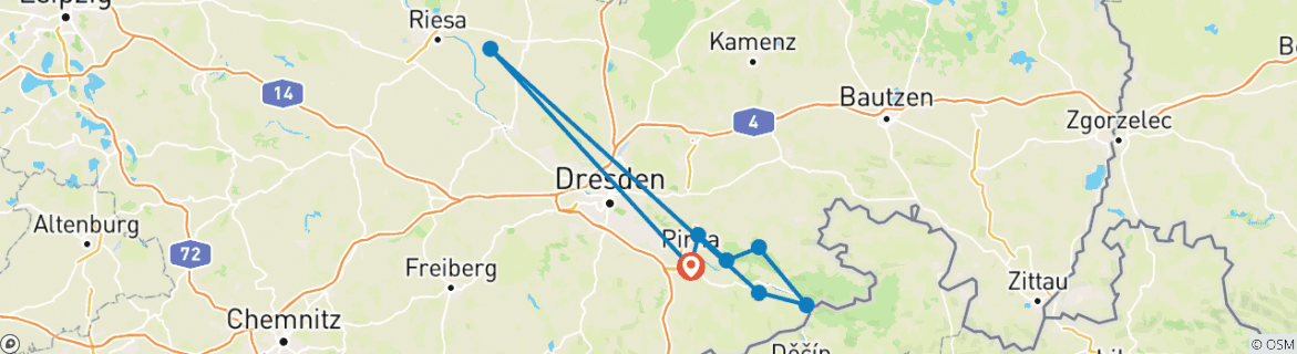 Image d'une carte montrant l'itinéraire du circuit