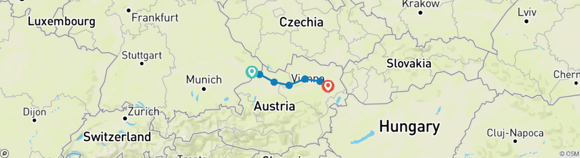 Image d'une carte montrant l'itinéraire du circuit