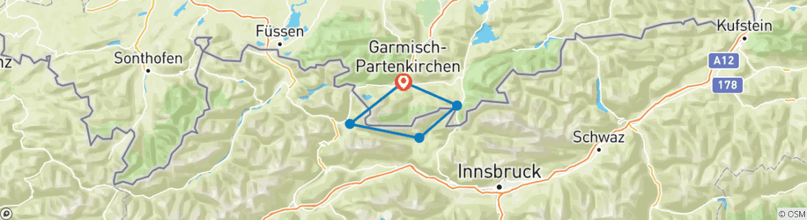 Image d'une carte montrant l'itinéraire du circuit