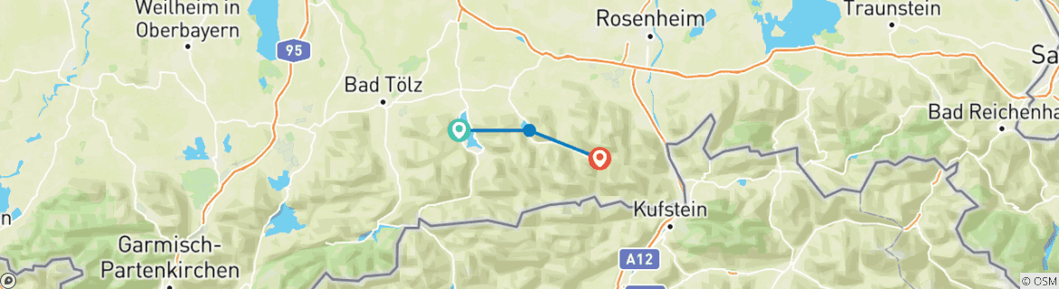 Foto van een kaart met de route van de rondreis