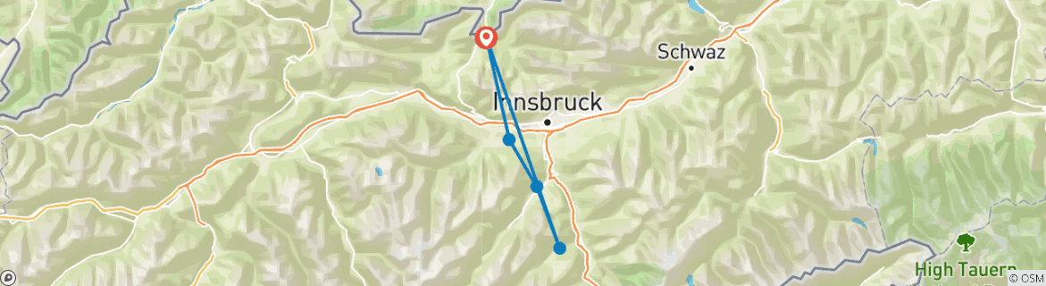 Karte mit der Reiseroute