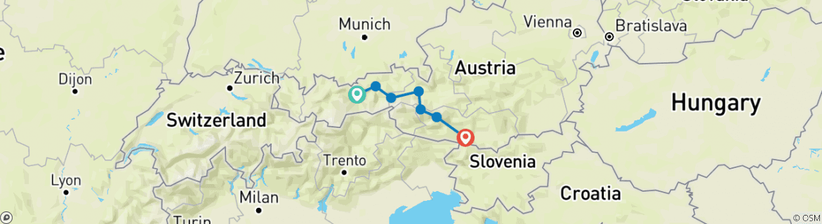 Image d'une carte montrant l'itinéraire du circuit