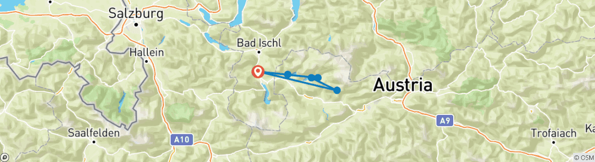 Map of Styrian Salzkammergut - Mountains & Lakes in the Natural Paradise of Ausseerland 7 Days