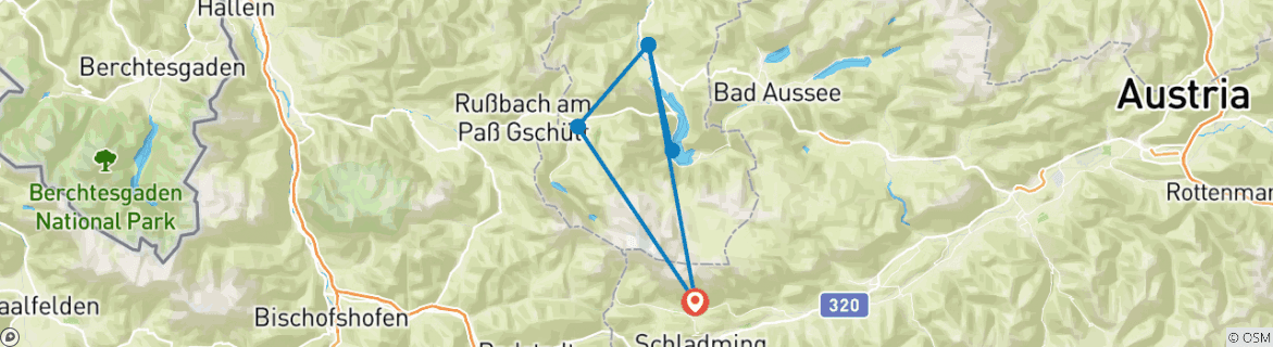 Image d'une carte montrant l'itinéraire du circuit