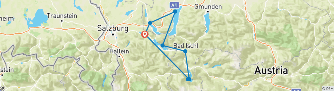 Image d'une carte montrant l'itinéraire du circuit