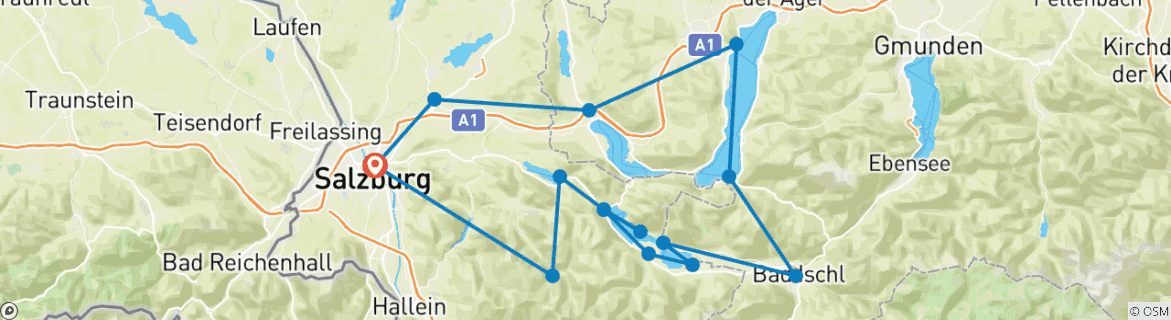 Image d'une carte montrant l'itinéraire du circuit