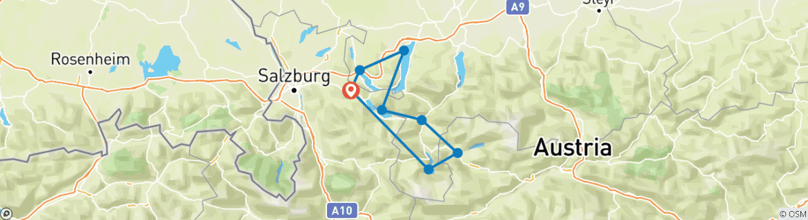 Image d'une carte montrant l'itinéraire du circuit