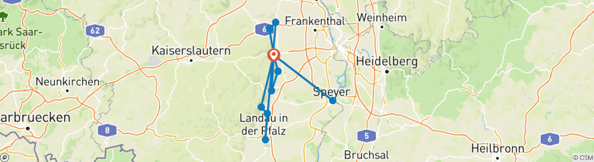 Karte mit der Reiseroute