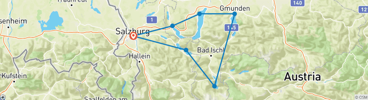 Image d'une carte montrant l'itinéraire du circuit