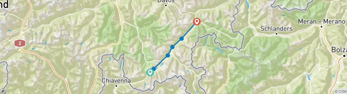 Image d'une carte montrant l'itinéraire du circuit