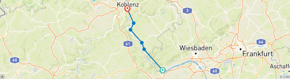 Image d'une carte montrant l'itinéraire du circuit