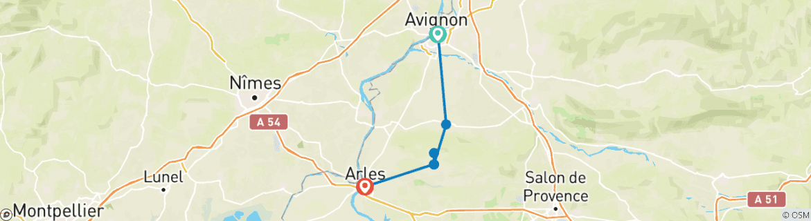 Image d'une carte montrant l'itinéraire du circuit