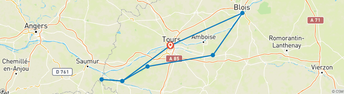 Image d'une carte montrant l'itinéraire du circuit