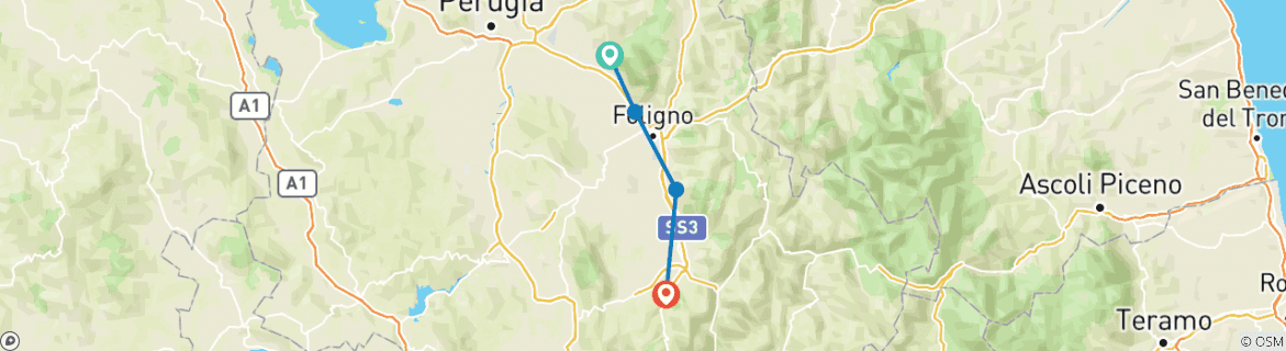 Image d'une carte montrant l'itinéraire du circuit