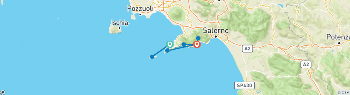 Karte mit der Reiseroute