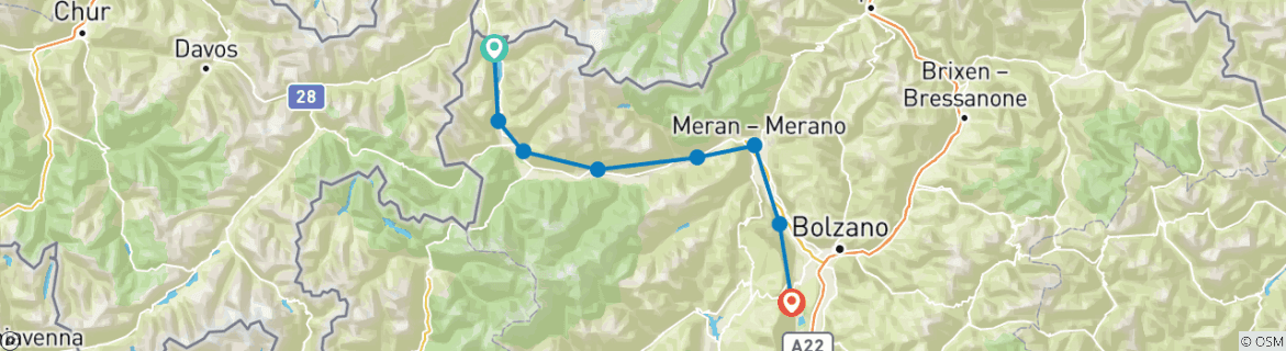 Image d'une carte montrant l'itinéraire du circuit