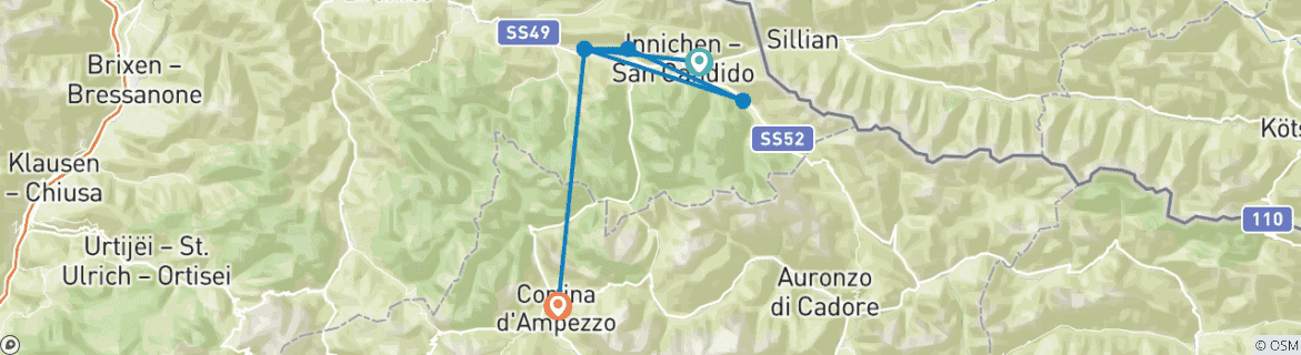 Image d'une carte montrant l'itinéraire du circuit