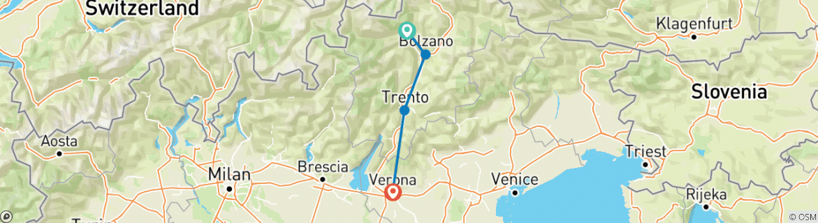 Image d'une carte montrant l'itinéraire du circuit