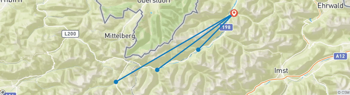 Image d'une carte montrant l'itinéraire du circuit