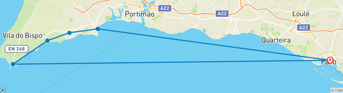 Image d'une carte montrant l'itinéraire du circuit