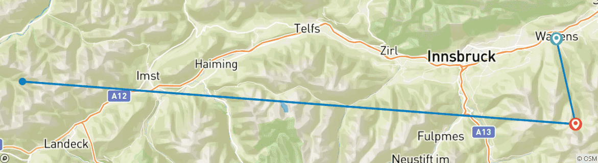 Karte mit der Reiseroute