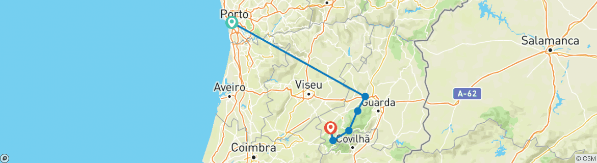 Image d'une carte montrant l'itinéraire du circuit