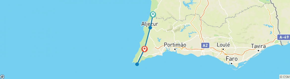 Image d'une carte montrant l'itinéraire du circuit