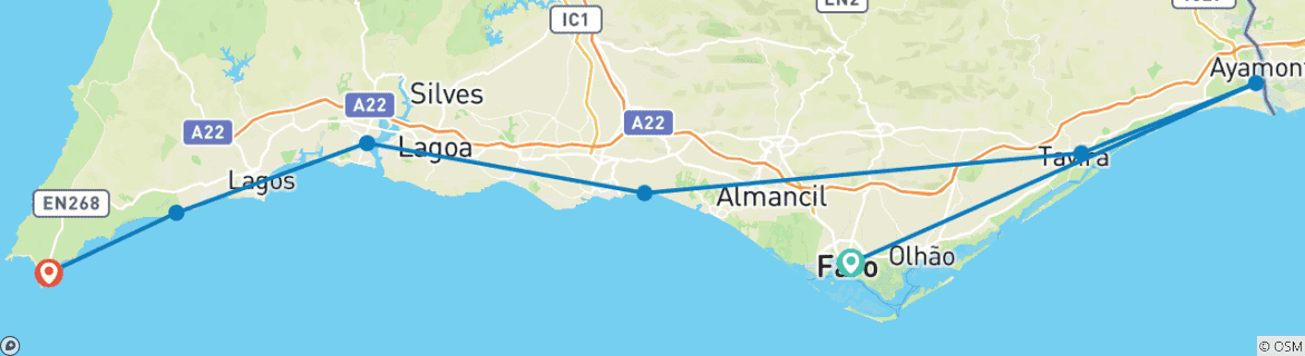 Image d'une carte montrant l'itinéraire du circuit