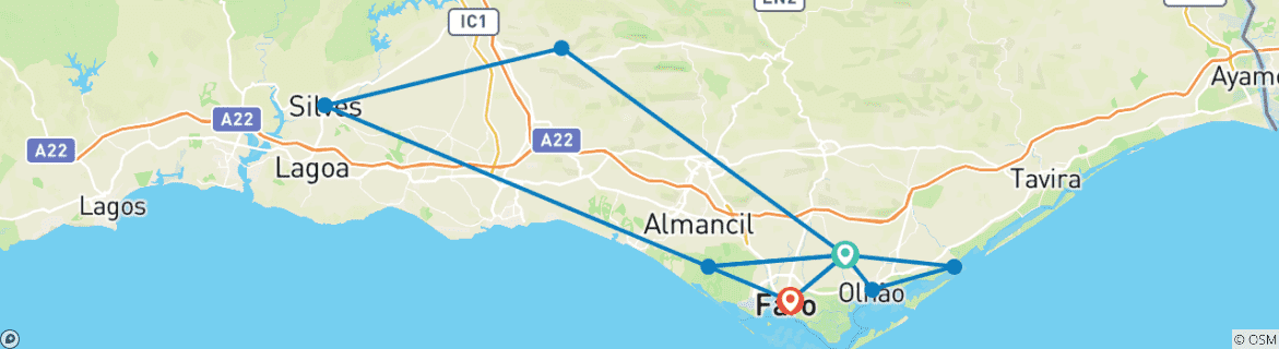 Image d'une carte montrant l'itinéraire du circuit