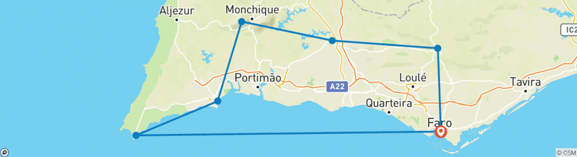 Image d'une carte montrant l'itinéraire du circuit