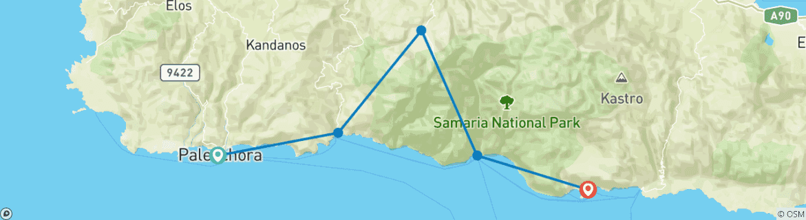 Image d'une carte montrant l'itinéraire du circuit