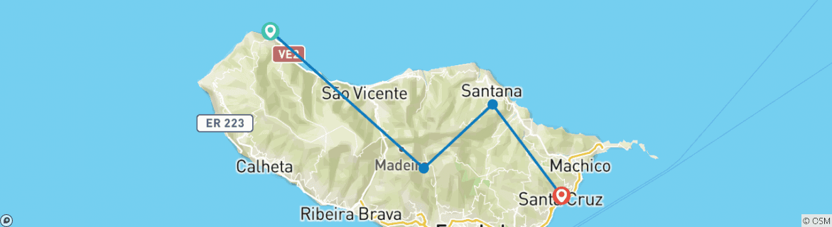 Image d'une carte montrant l'itinéraire du circuit