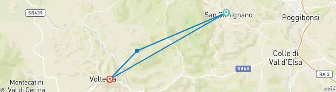 Image d'une carte montrant l'itinéraire du circuit