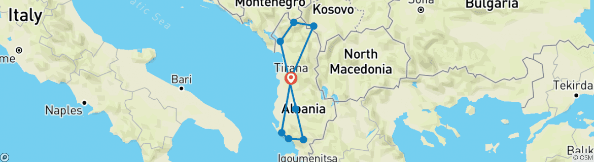 Karte mit der Reiseroute