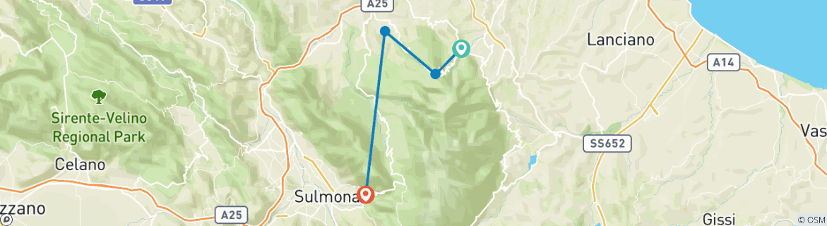 Karte von Abruzzen - Der Nationalpark Majella (7 Tage)