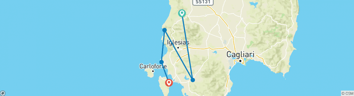 Image d'une carte montrant l'itinéraire du circuit