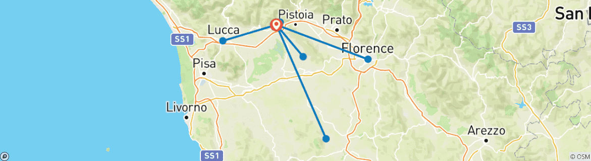 Image d'une carte montrant l'itinéraire du circuit