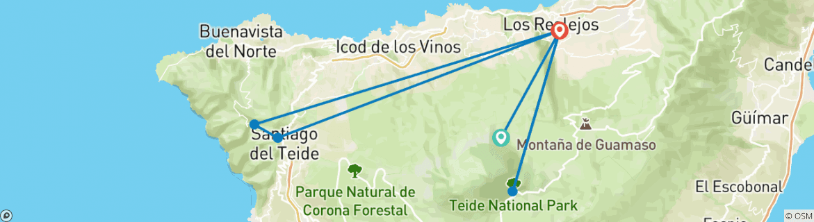 Image d'une carte montrant l'itinéraire du circuit