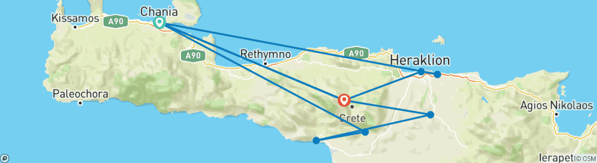 Image d'une carte montrant l'itinéraire du circuit
