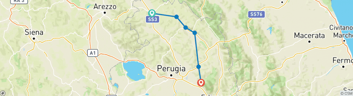 Image d'une carte montrant l'itinéraire du circuit