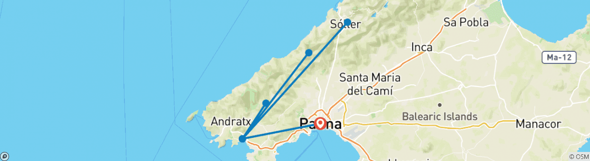 Image d'une carte montrant l'itinéraire du circuit