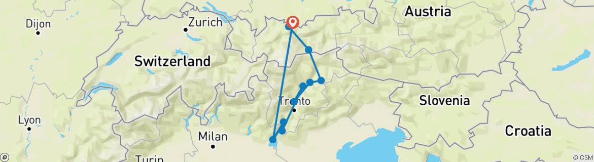 Image d'une carte montrant l'itinéraire du circuit