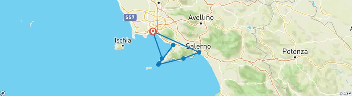 Karte mit der Reiseroute