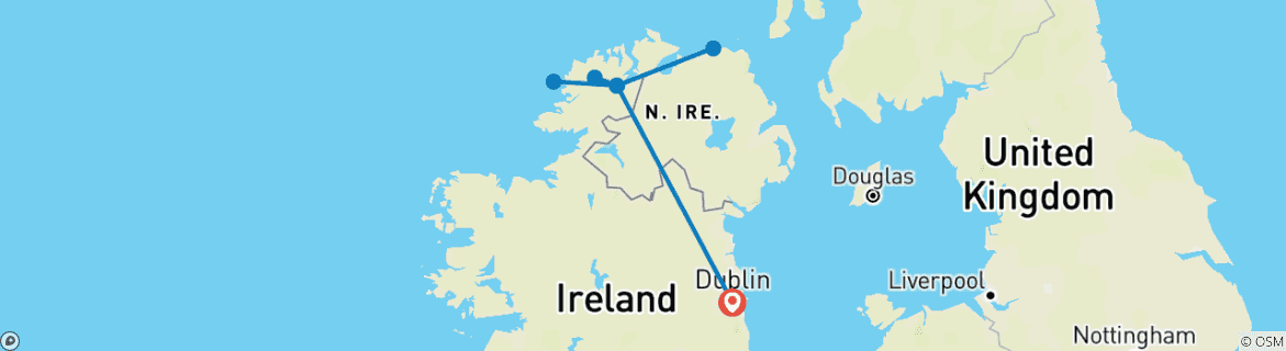 Image d'une carte montrant l'itinéraire du circuit