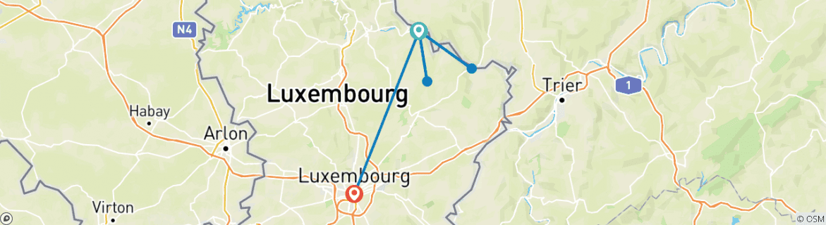 Karte mit der Reiseroute