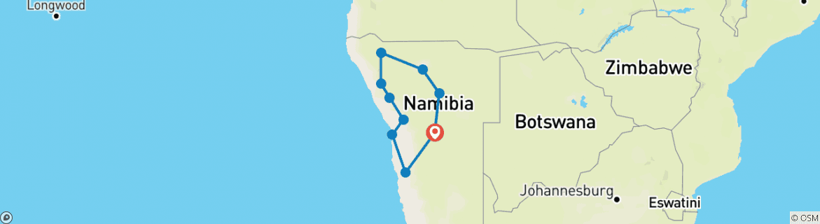 Karte mit der Reiseroute