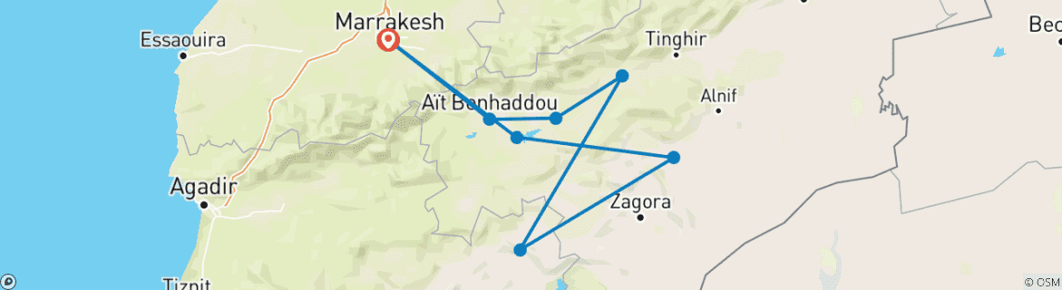 Karte mit der Reiseroute