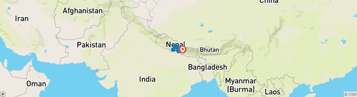 Foto van een kaart met de route van de rondreis