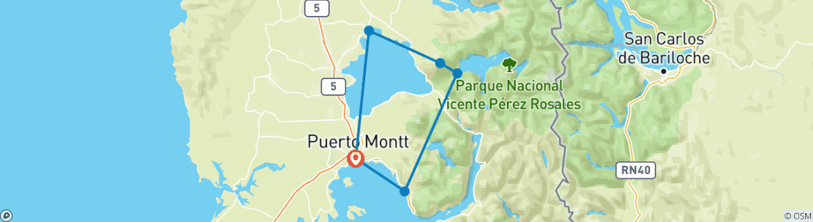 Image d'une carte montrant l'itinéraire du circuit