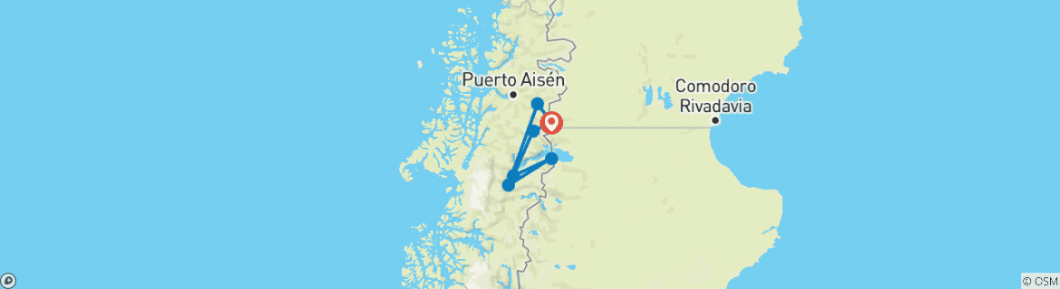 Karte von Selbstfahrerreise Chile - Unberührtes Aysén (8 Tage)